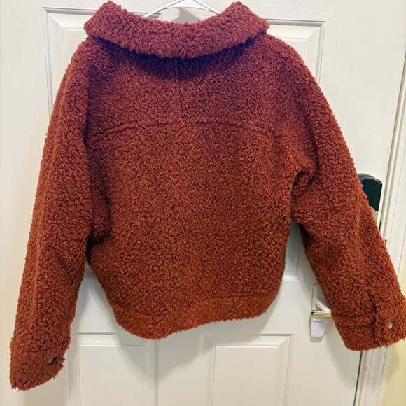 Faherty Rust Sherpa Teddy Jacket Button Front Fleece Coat Size Large MSRP$349 - Picture 9 of 10